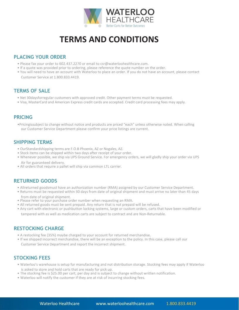 Waterloo Terms & Conditions